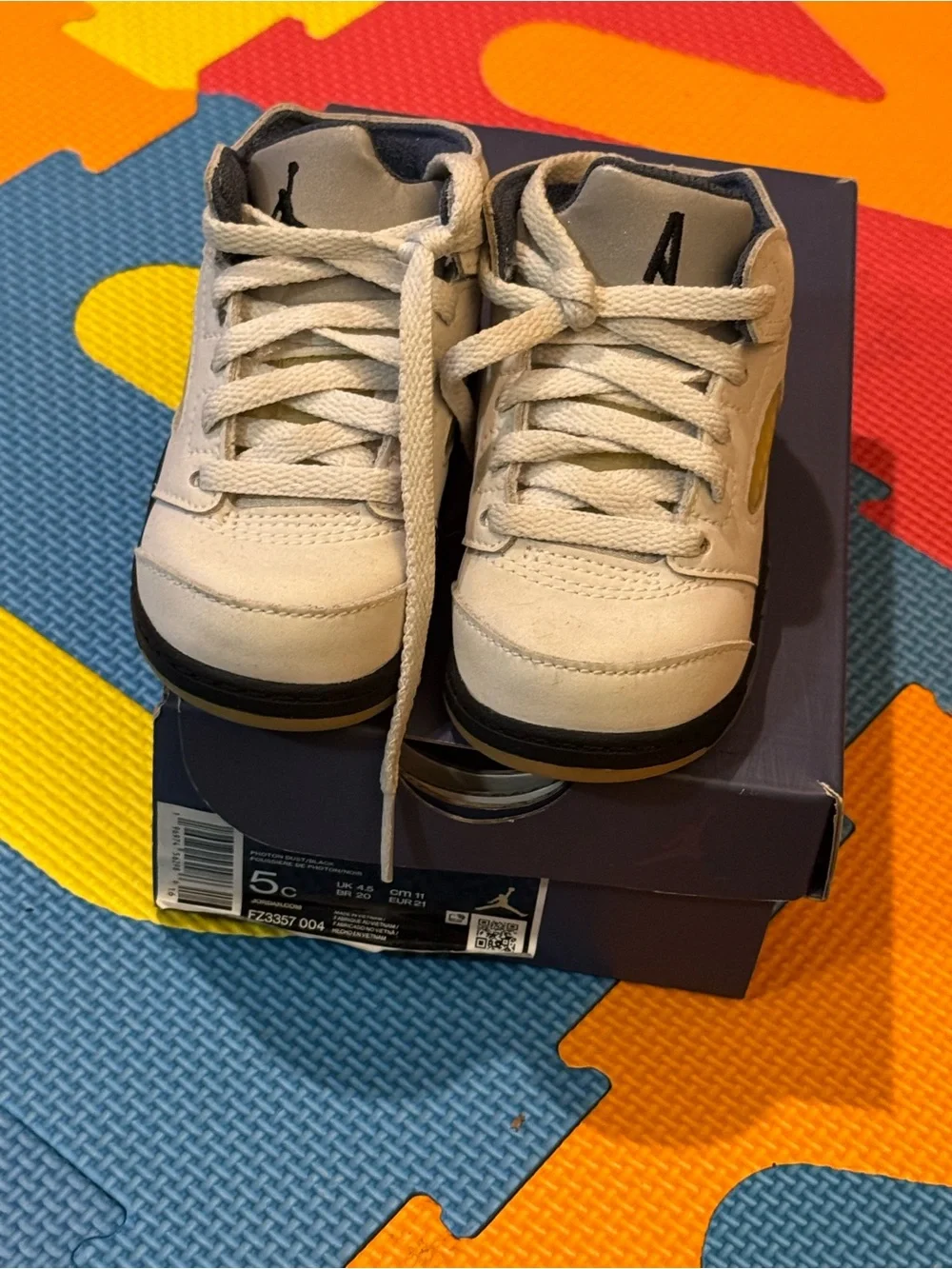 Jordan Kids White & Gold High-Top Sneakers